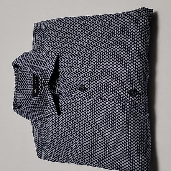 Massimo Dutti Geometric Print Slim Shirt | Color: Blue/white Size S - Picture 1 of 16